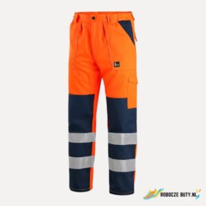 Canis Safety Norwich skracane na 170 cm - spodnie robocze, męskie, ostrzegawcze, kolor pomarańczowo-niebieski