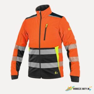 Canis Safety Benson - kurtka robocza, ostrzegawcza, softshell, kolor pomarańczowo-czarny