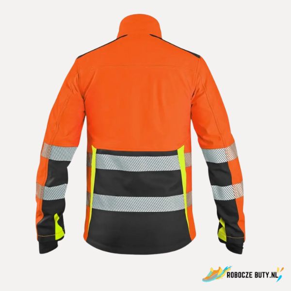 Canis Safety Benson - kurtka robocza, ostrzegawcza, softshell, kolor pomarańczowo-czarny - obrazek 2