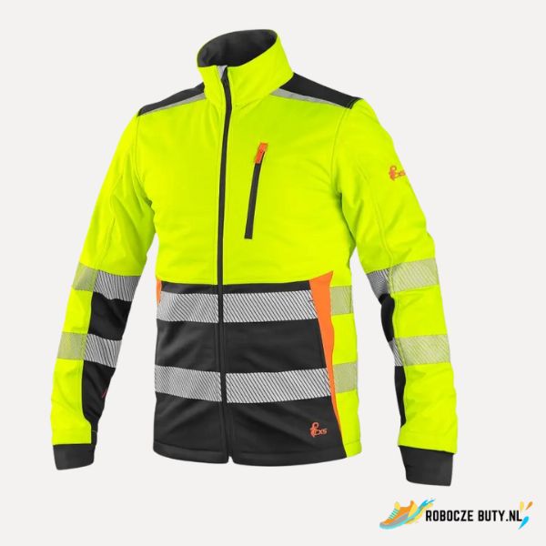 Canis Safety Benson - kurtka robocza, ostrzegawcza, softshell, kolor żółto-czarny