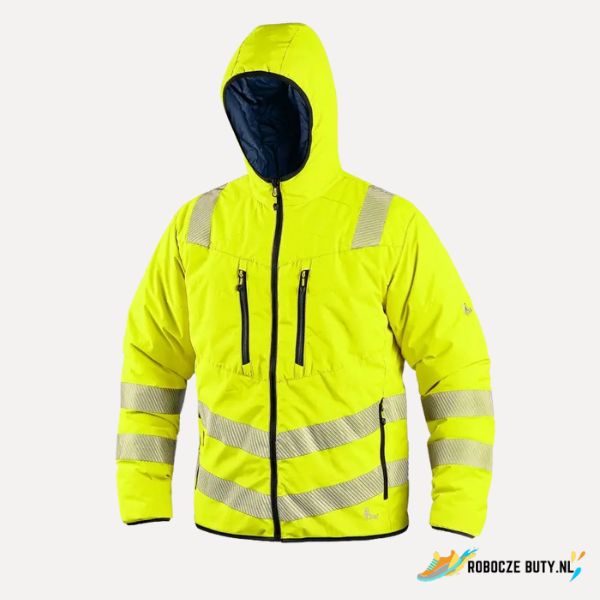Canis Safety Chester - kurtka robocza, ostrzegawcza, obustronna, kolor żółto-niebieski