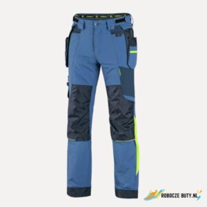 Canis Safety Naos - spodnie robocze, męskie, kolor niebieski, HV żółte elementy