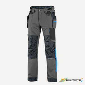 Canis Safety Naos - spodnie robocze, męskie, kolor szaro-czarny, HV niebieskie elementy