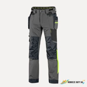 Canis Safety Naos - spodnie robocze, męskie, kolor szaro-czarny, HV żółte elementy