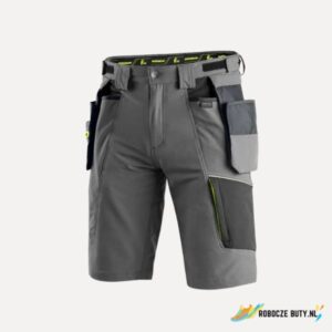 Canis Safety Naos - spodenki robocze, męskie, kolor szaro-czarny, HV żółte elementy