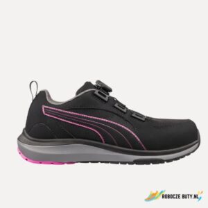 Buty robocze Puma ASPIRE PINK DISC LOW 64.295, kolor czarno-różowy, S3S, niskie, stalowy podnosek, damskie