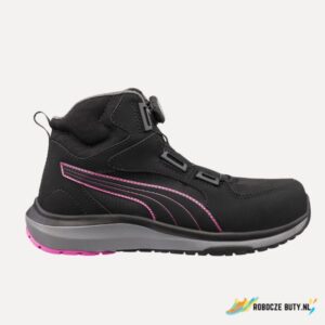 Buty robocze Puma ASPIRE PINK DISC MID 63.295, kolor czarno-różowy, S3S, wysokie, stalowy podnosek, damskie